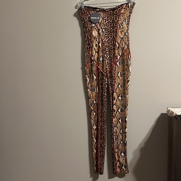 NWT Rehab Lab Fierce and Wild Patchwork jumpsuit L - Picture 5 of 9